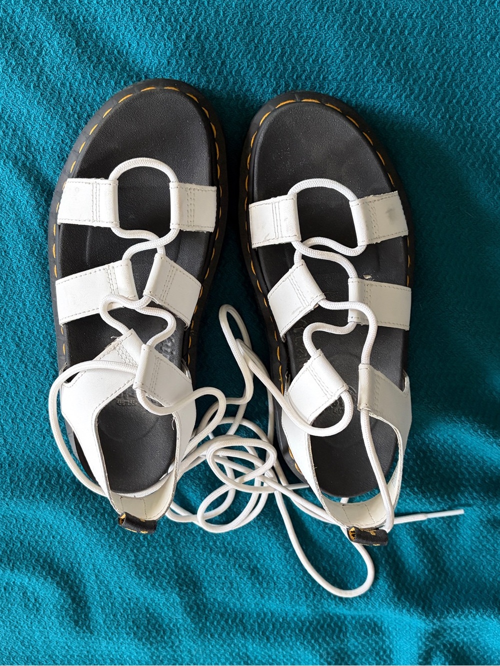 Dr. Martens White Leather Gladiator Lace-Up Sandals